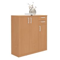 KOMODA EASY - kolor bukowy/kolor srebrny, Basics, materiał drewnopochodny (106/110/36cm) - Xora