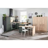 Eckküche Easytouch Natura o. Geräte ca.245x425cm Grün/Eiche - Schwarz/Grün, KONVENTIONELL, Holzwerkstoff/Metall (245/425cm) - Nobilia
