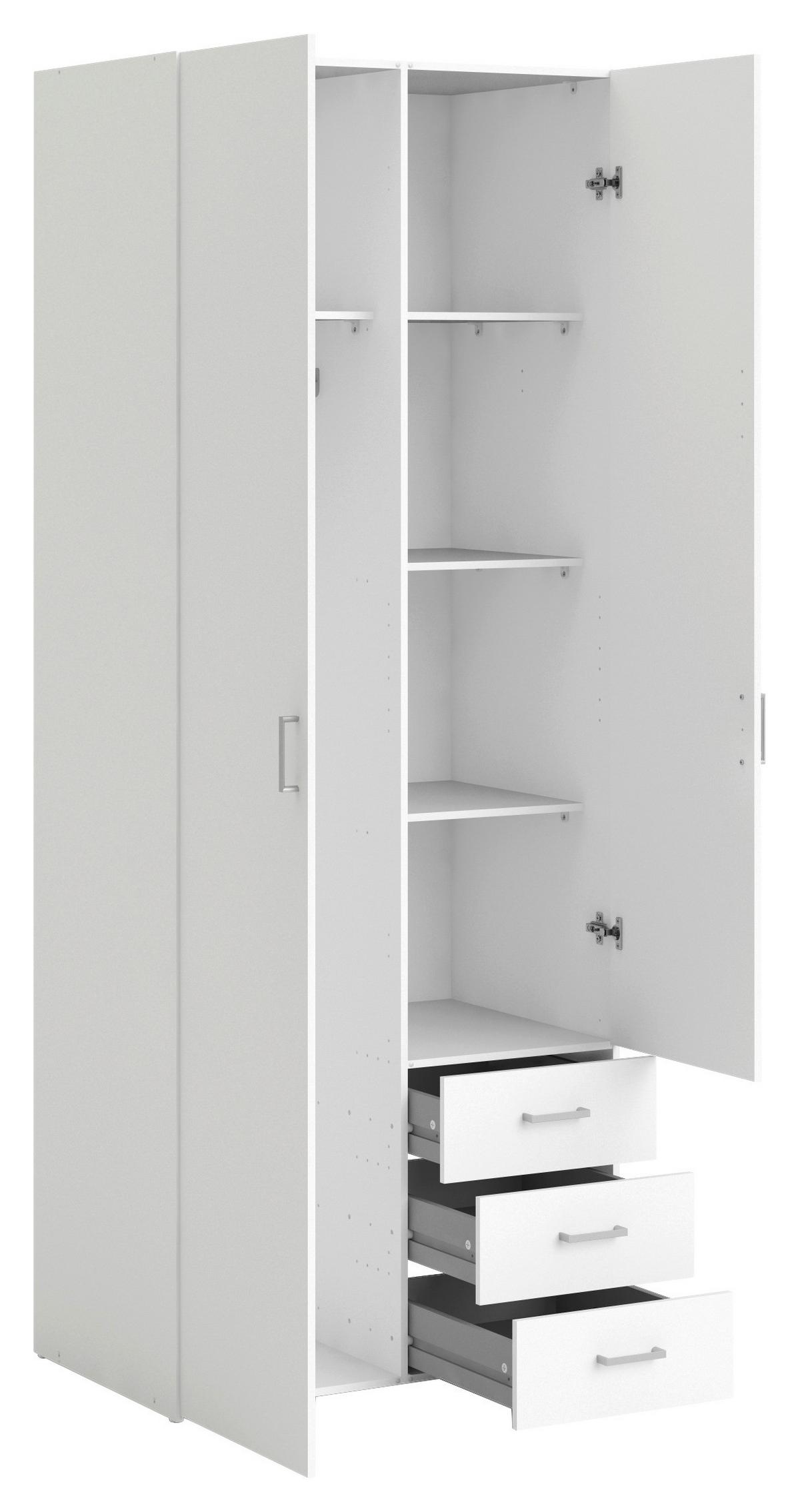 Omara Za Oblačila Space, Bela - srebrne barve/bela, Basics, kovina/leseni material (77,6/200,4/49,5cm) - P & B