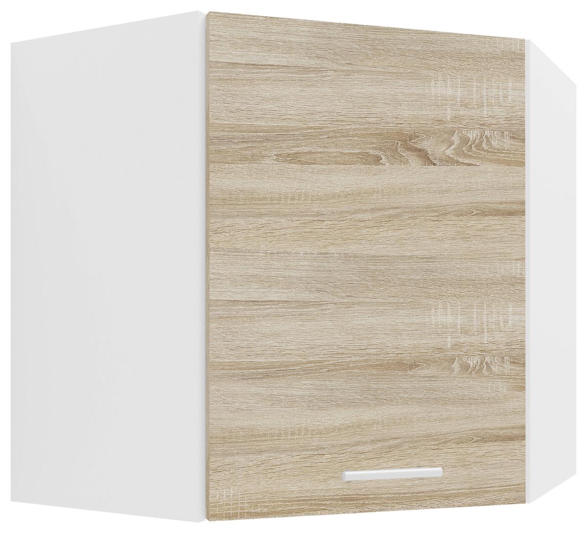 Kotna Zgornja Omarica Esilo, Hrast, Bela - bela/barve aluminija, Konvencionalno, kovina/leseni material (57/60/57cm) - MID.YOU