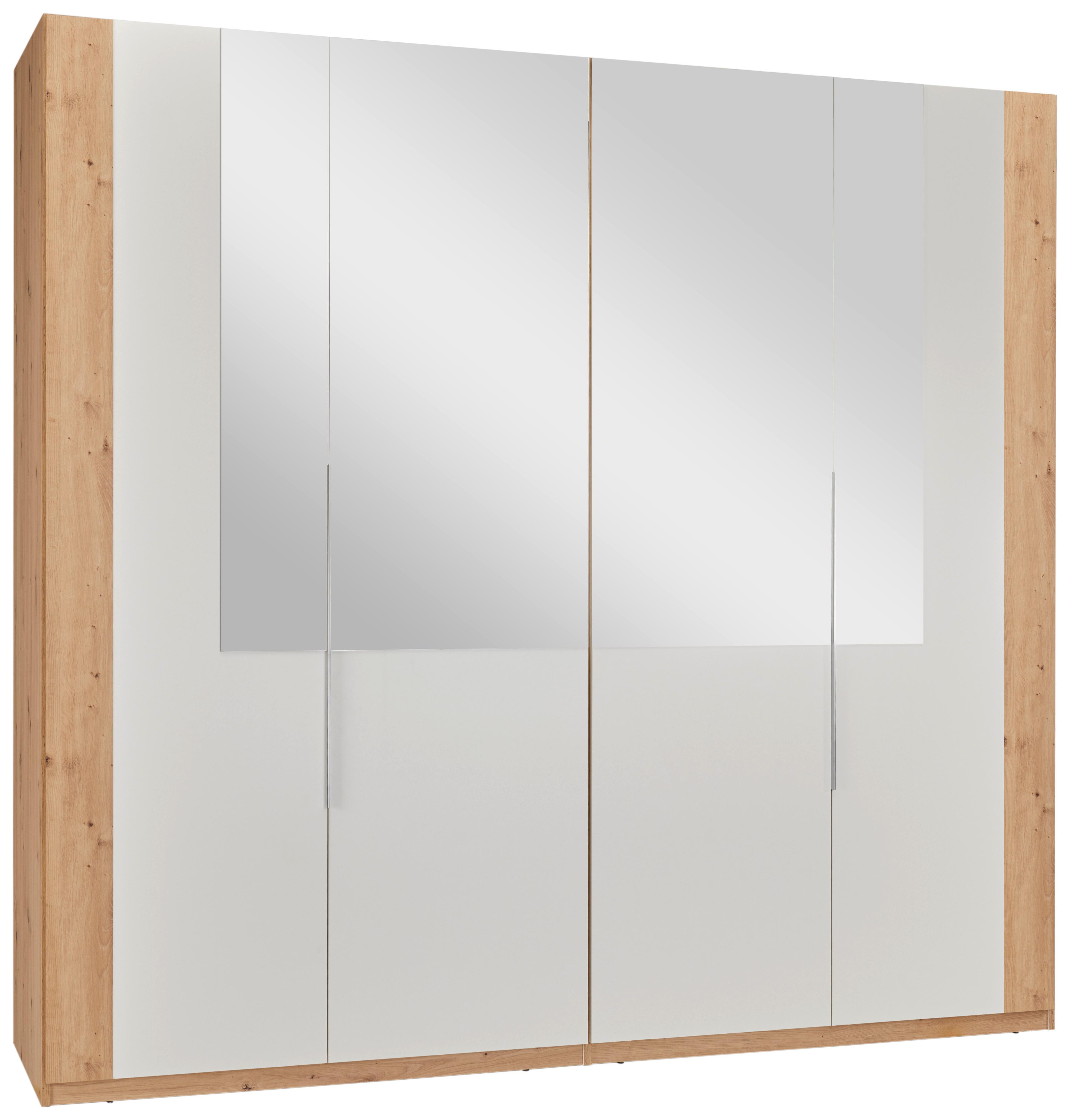 Drehtürenschrank in Weiß/Eichefarben - Weiss/Silberfarben, Konventionell, Glas/Holzwerkstoff (228/215/60cm) - Mömax