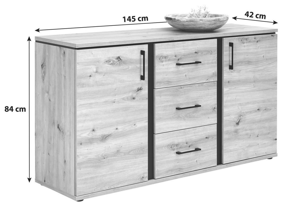 Comodă cu uși NATURE NATK 01 - culoare lemn stejar, Konventionell, material pe bază de lemn (145/84/42cm)