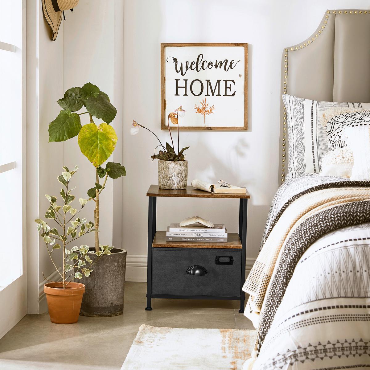 Beistelltisch Night Stand Braun/Schwarz - Schwarz/Braun, Basics, Papier/Holzwerkstoff (40/40/46,4cm)