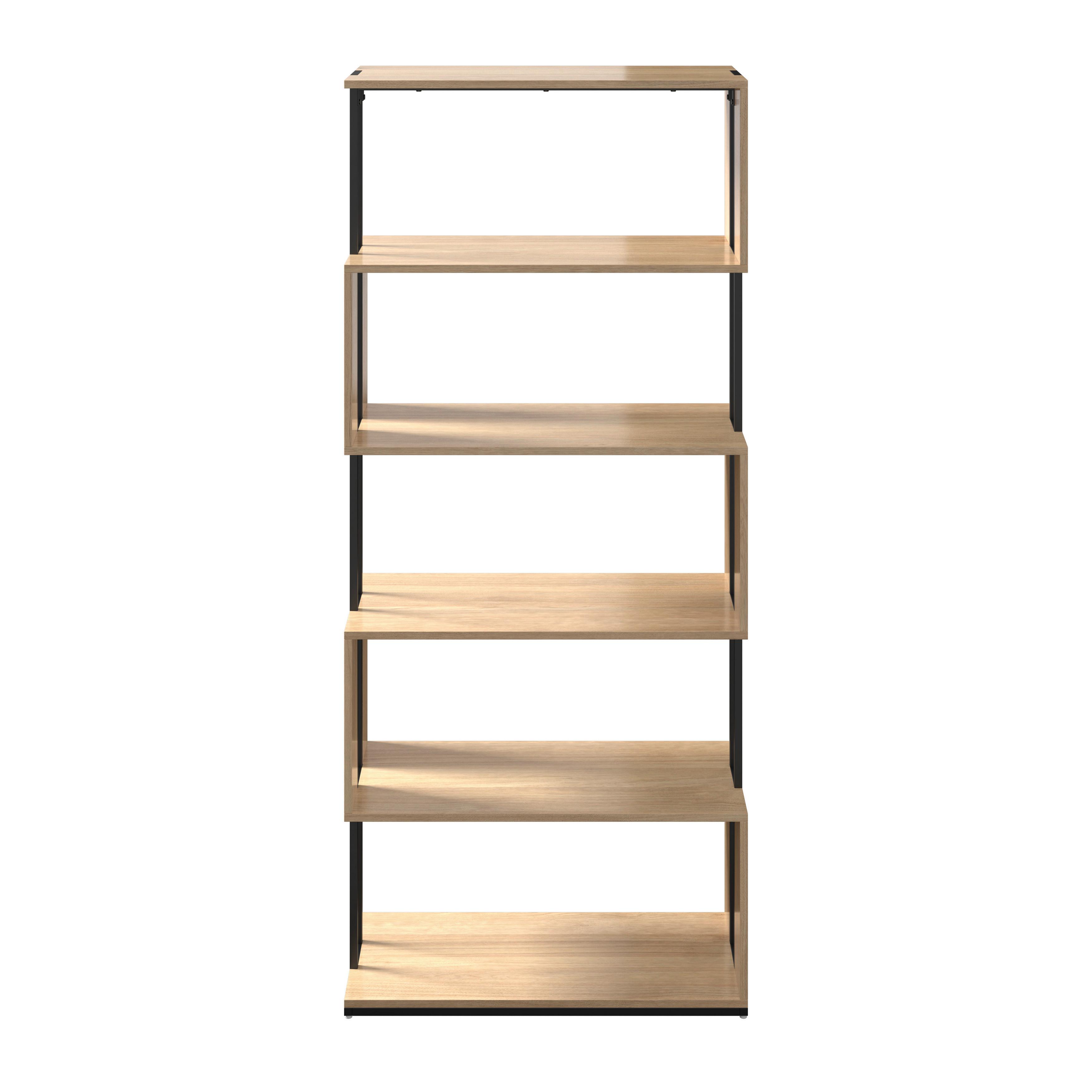 HYLLA FINN - svart/ekfärgad, Modern, metall/trämaterial (80/185/35cm) - Bessagi Home