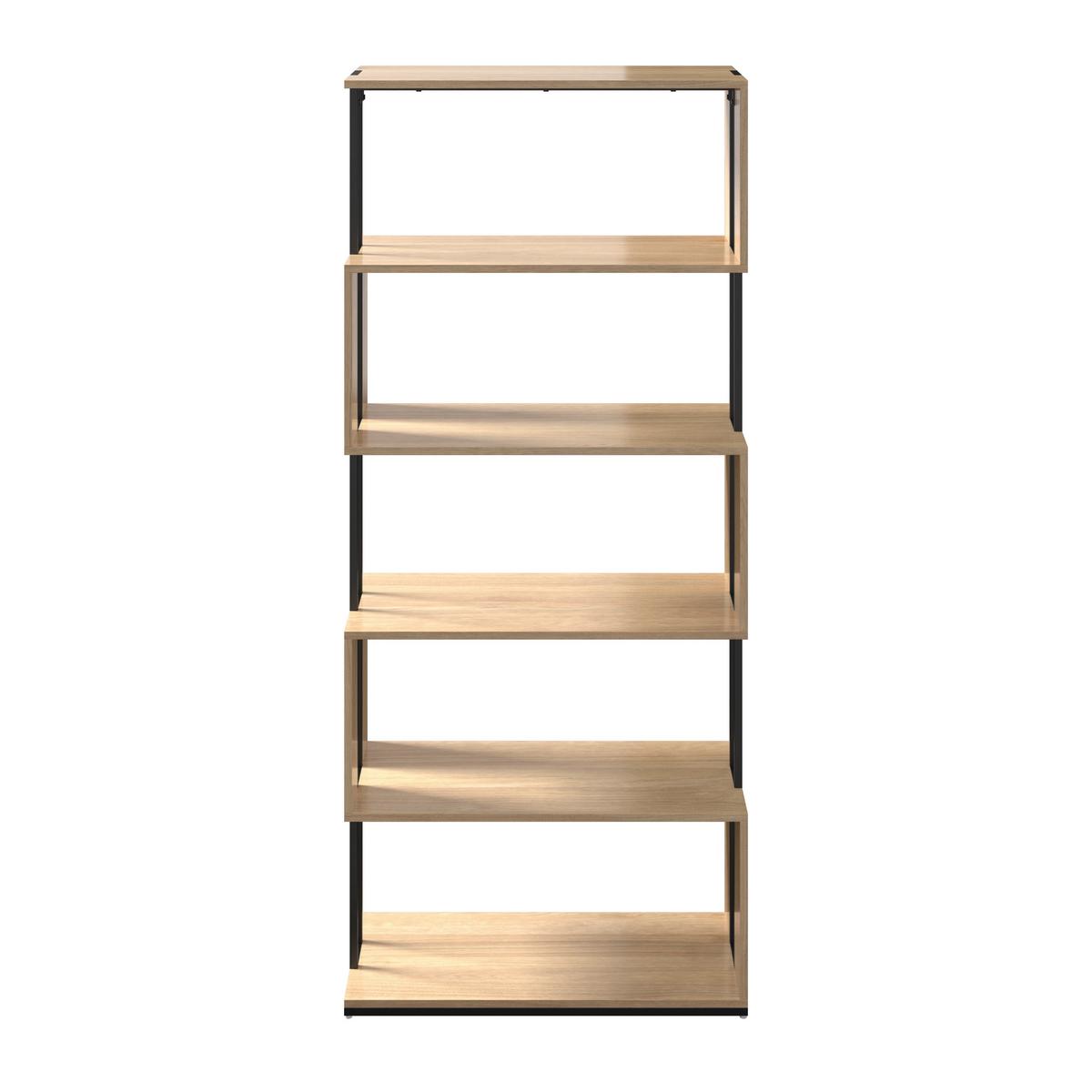 Regal Finn Eiche/Schwarz - Eichefarben/Schwarz, MODERN, Holzwerkstoff/Metall (80/185/35cm) - Bessagi Home