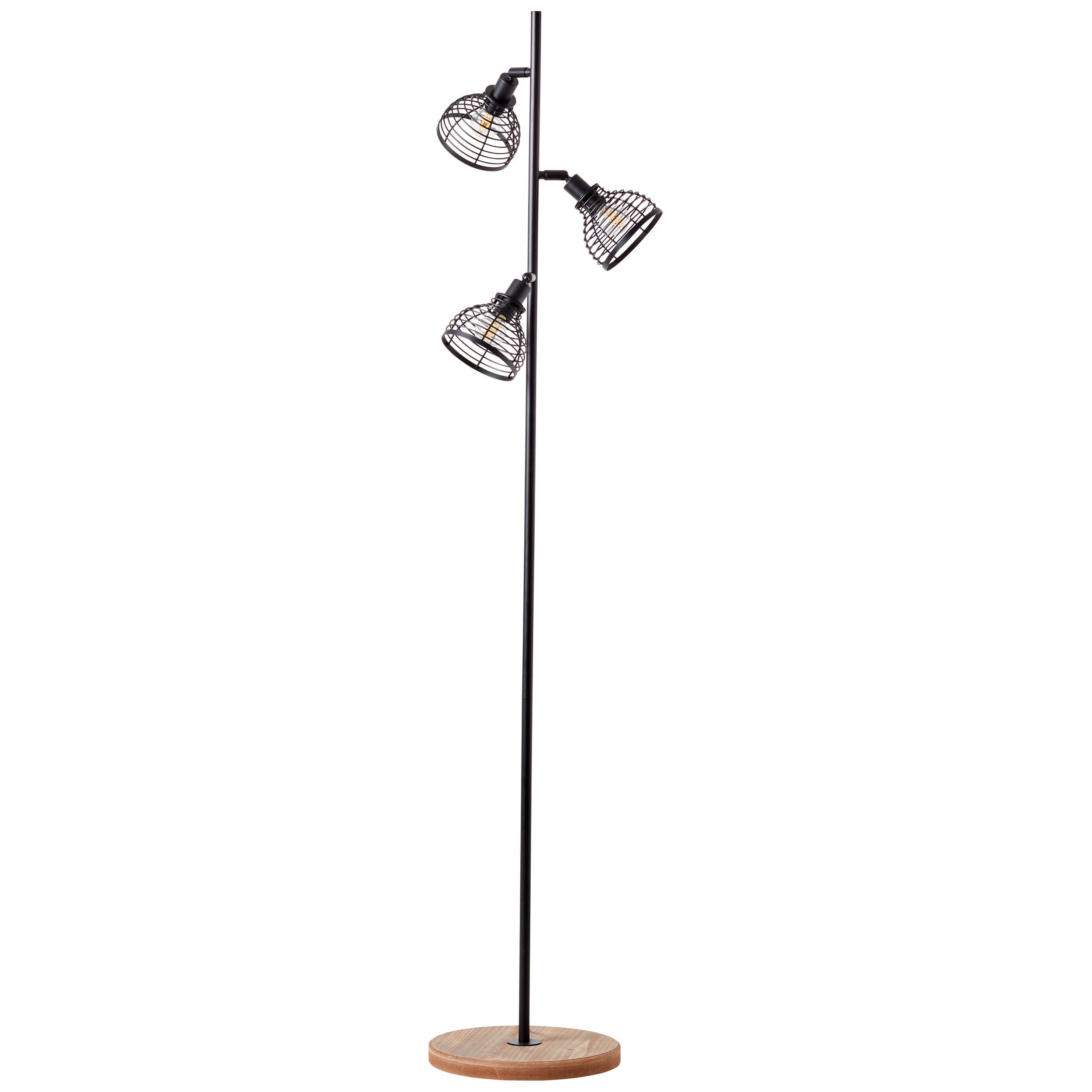 Stehleuchte Avia Schwarz ca. 42 Watt - Schwarz, Natur, Holz/Metall (20/153,5cm) - Brilliant