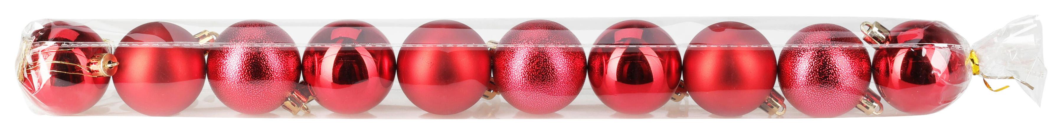 Christbaumkugel-Set Rot 10-teilig - Rot, KONVENTIONELL, Kunststoff (5cm) - Mömax