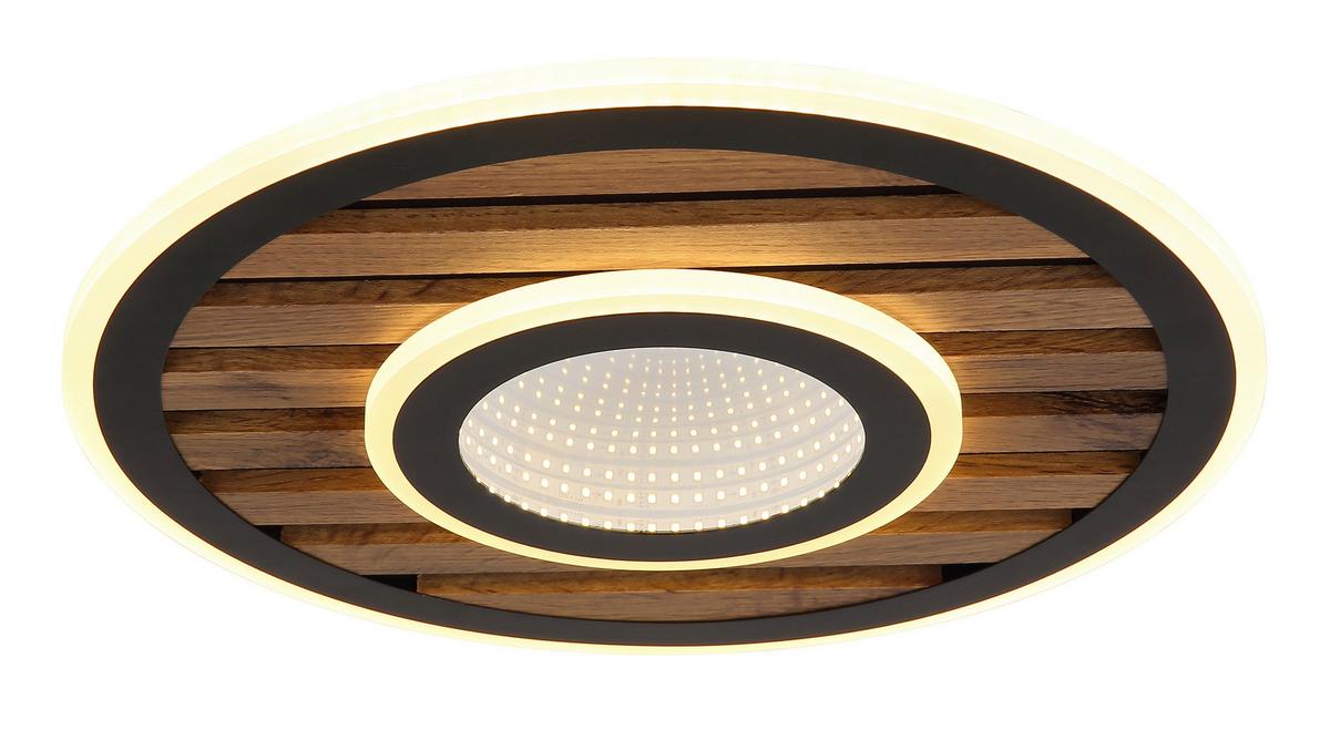 LED-DECKENLEUCHTE 67345D4 WOODY - Weiss/Dunkelbraun, Natur, Holzwerkstoff/Kunststoff (40/6cm) - Globo