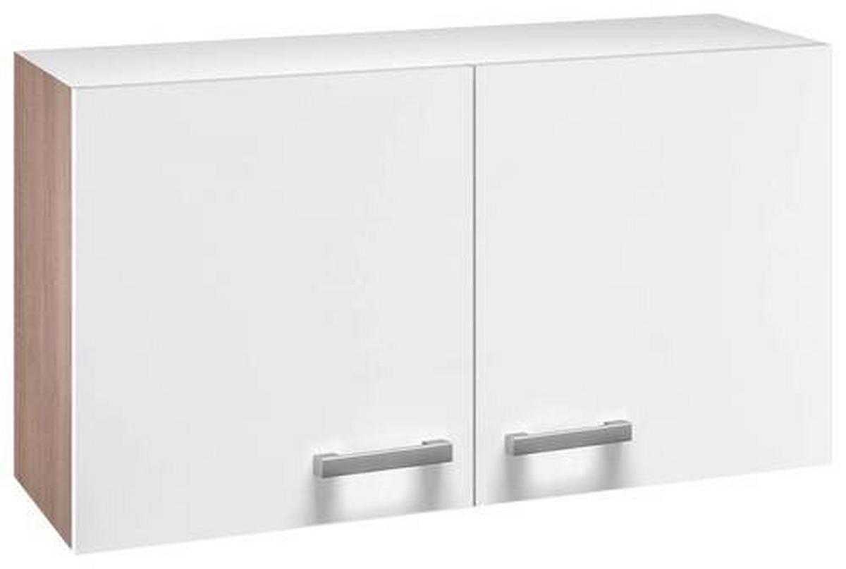 Küchenoberschrank Lexa Weiss/Eiche - Alufarben/Weiß, MODERN, Holzwerkstoff/Kunststoff (100/55/32cm) - Based