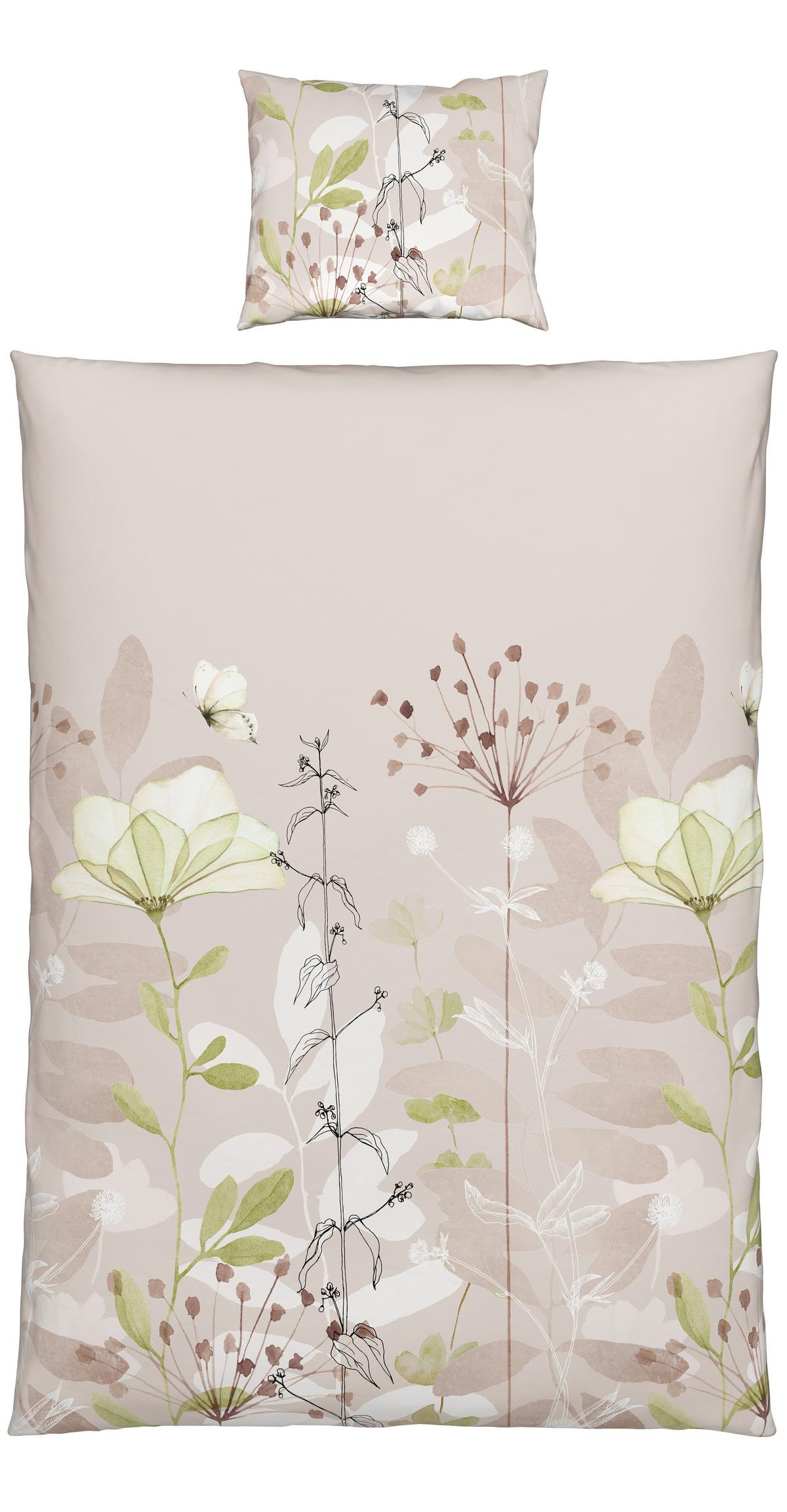 BETTWÄSCHESET LOALA - Beige/Grün, Romantik / Landhaus, Textil (160/210cm) - Mömax