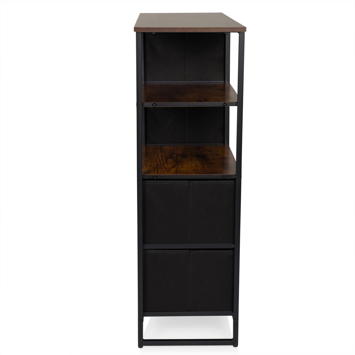 Komoda Ragala, Barva Hrasta - črna/barve hrasta, Moderno, kovina/tekstil (84/92/30cm) - MID.YOU