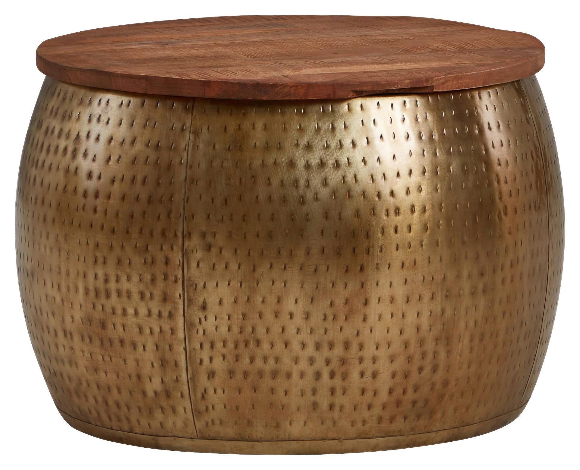 Klubska Miza Wohnling - zlate barve, Moderno, kovina/les (60/60/40cm) - MID.YOU