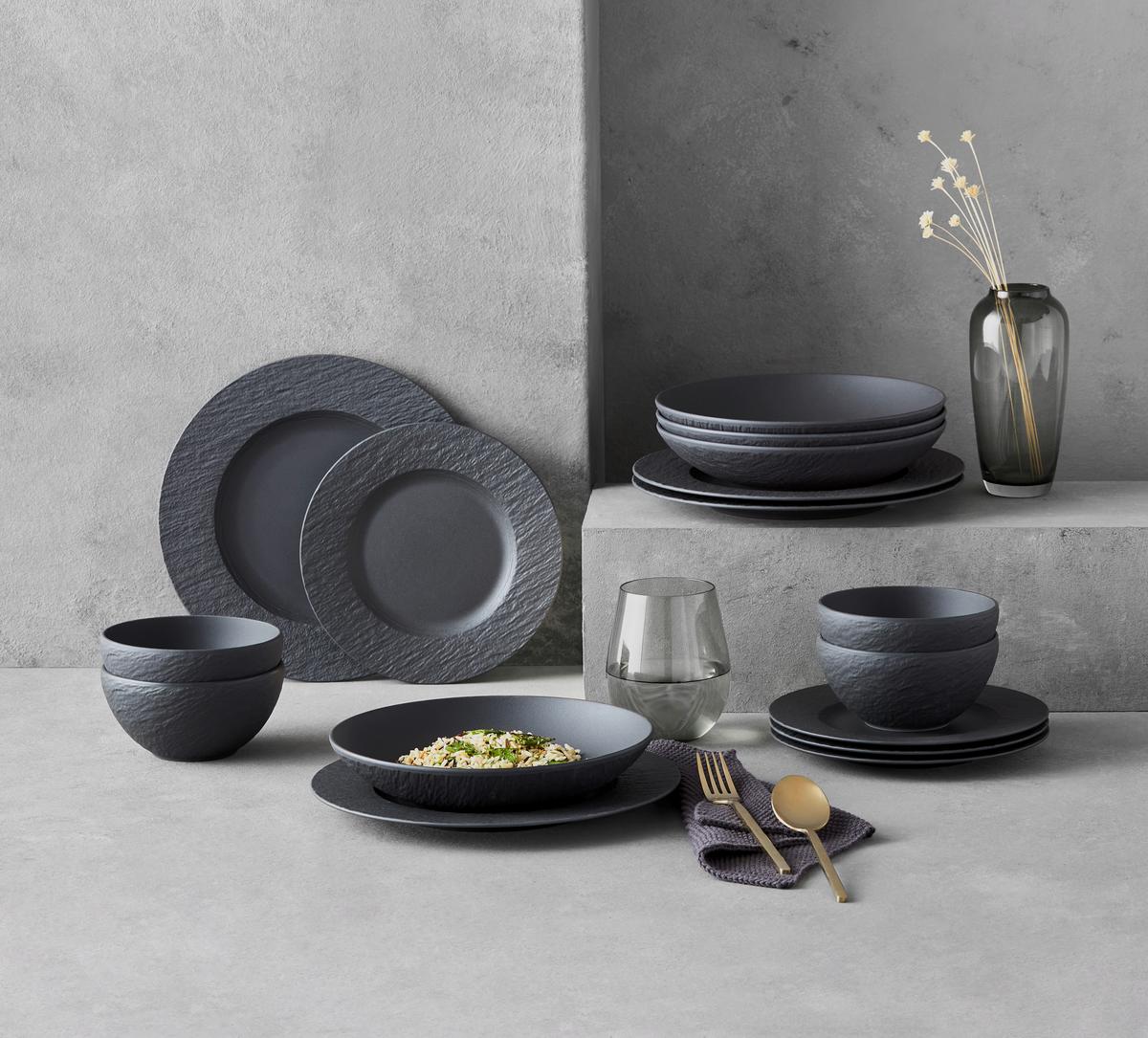 SERWIS OBIADOWO-ŚNIADANIOWY MANUFACTURE ROCK VILLEROY&BOCH - czarny, Design, ceramika - Villeroy & Boch