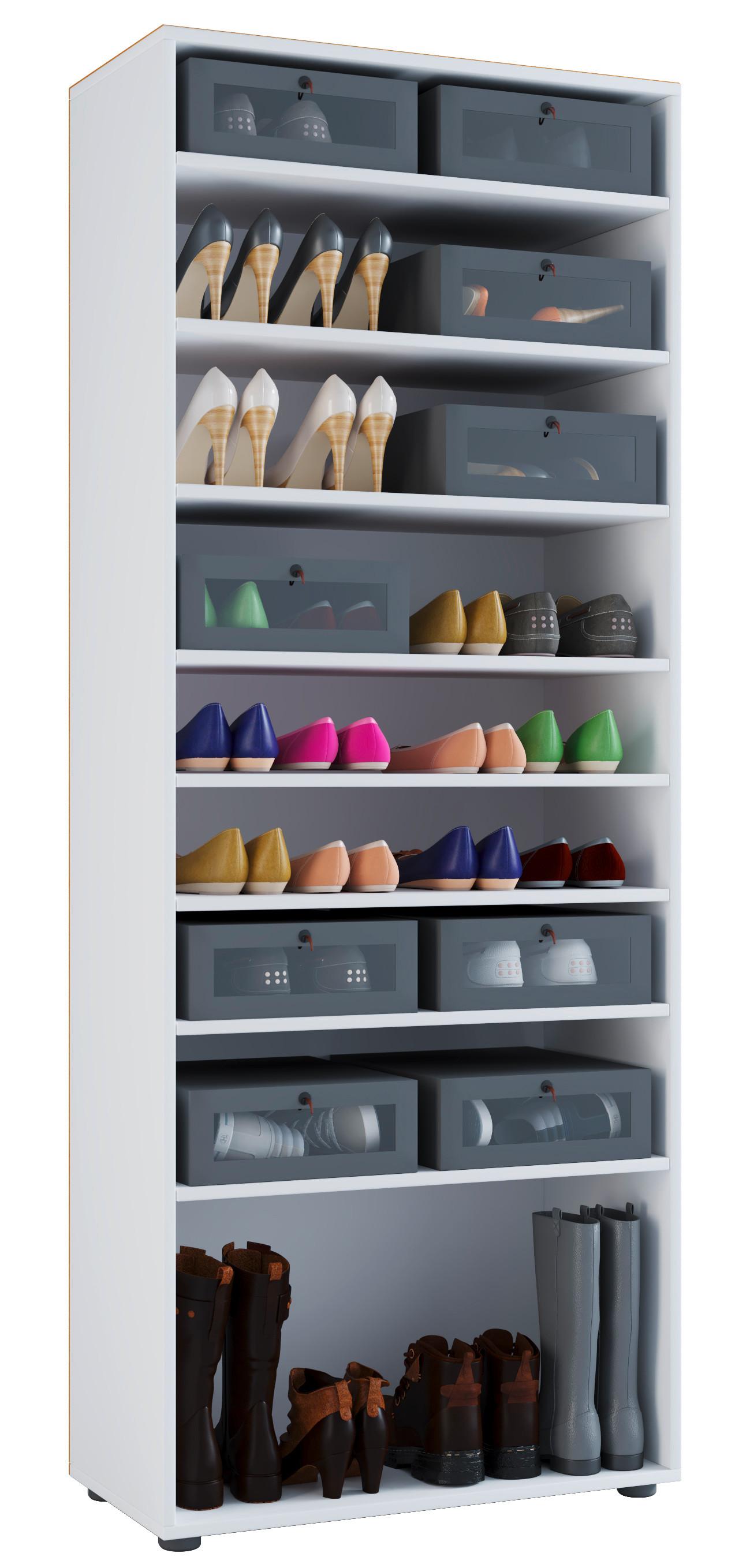SCHUHSCHRANK VANDOL I 9 OT - Weiss, Design, Holzwerkstoff (71/180/37cm) - MID.YOU
