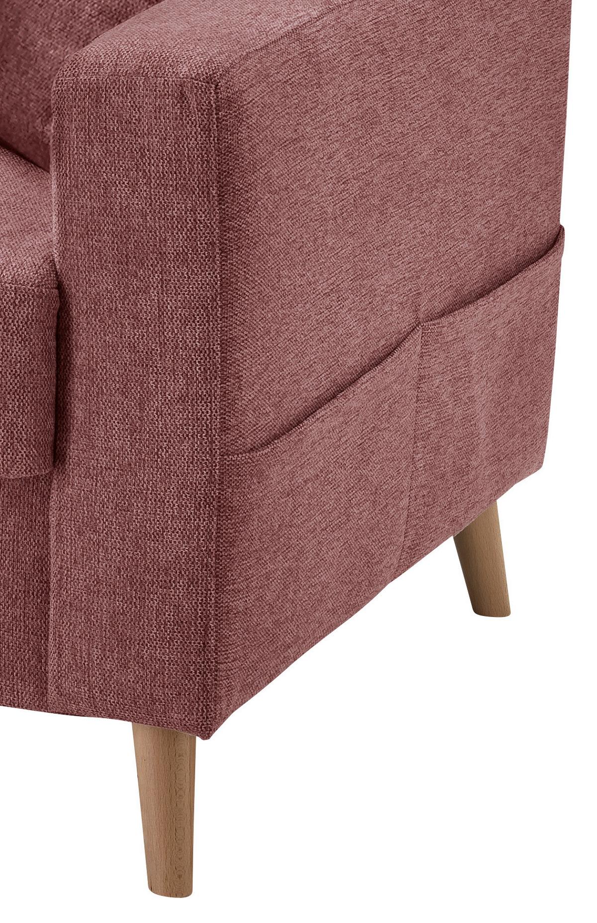 Wohnlandschaft Valentina Rosa Struktur - Rosa/Naturfarben, KONVENTIONELL, Holz/Textil (150/228cm) - P & B