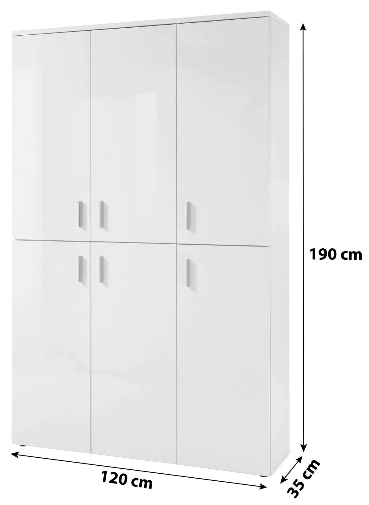 Omara Za Čevlje Lincoln, Bela - srebrne barve/bela, Design, umetna masa/leseni material (120/190/35cm) - MID.YOU