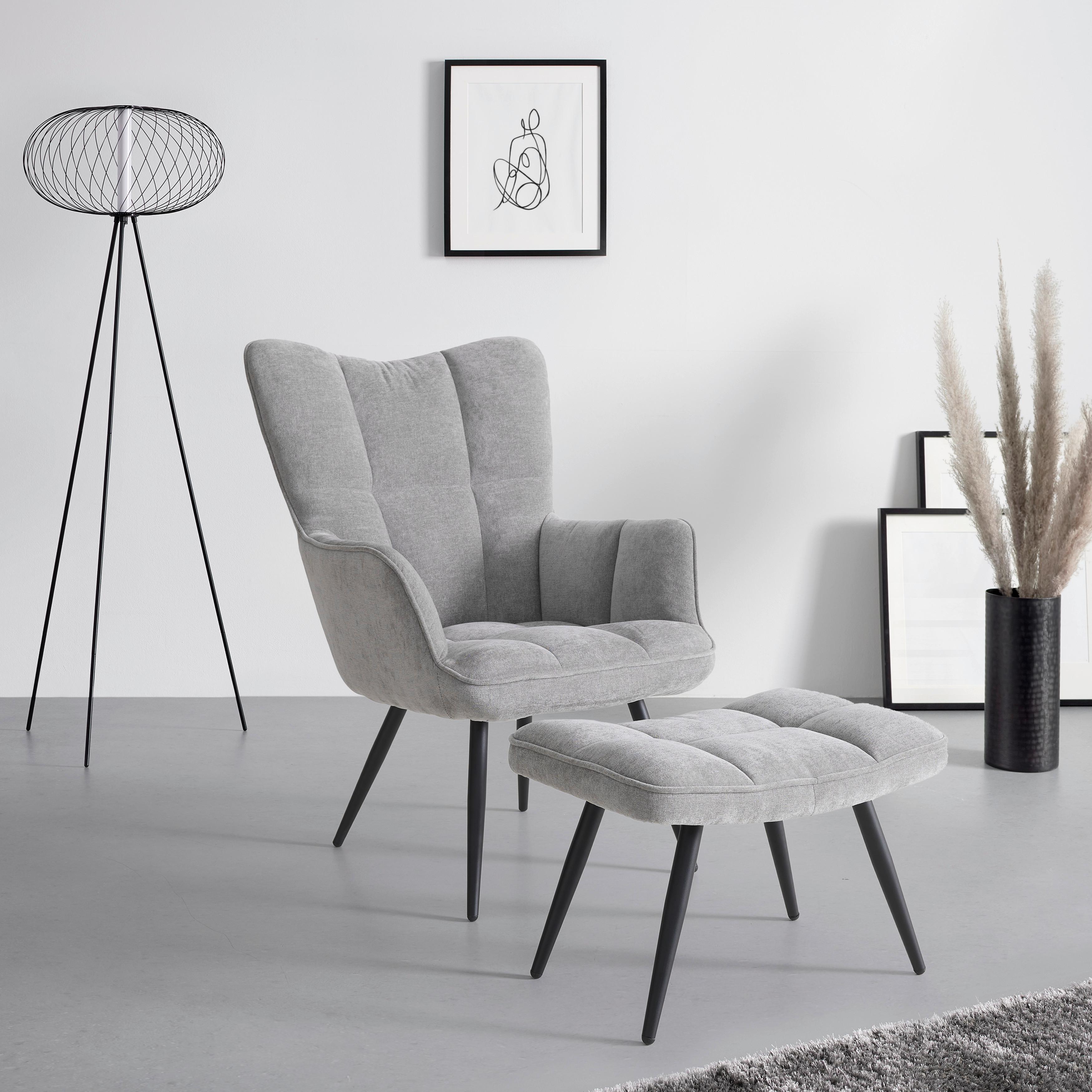 Sessel Alex Grau - Schwarz/Grau, MODERN, Textil/Metall (68/100/78cm) - Based