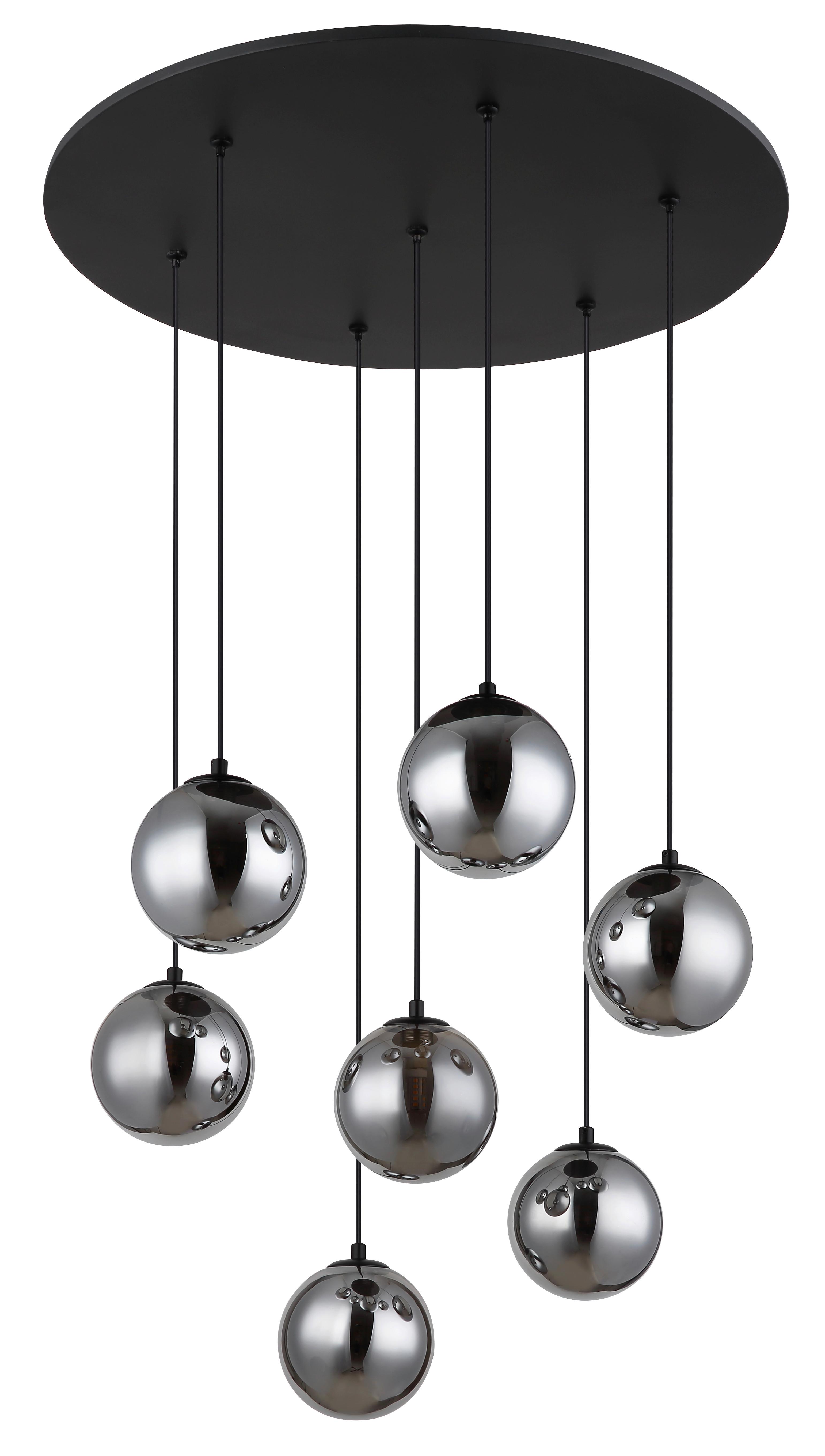 LED-HÄNGELEUCHTE 56133-7H RIHA - Schwarz/Grau, Design, Glas/Kunststoff (55/120cm) - Globo