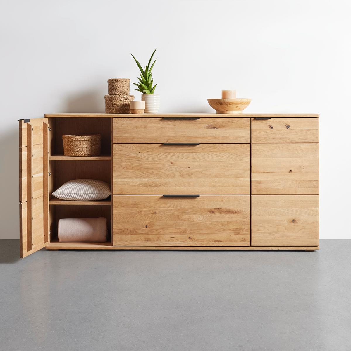 Sideboard Valera in Wildeiche - Wildeiche/Schwarz, KONVENTIONELL, Holz/Holzwerkstoff (180/90/44cm) - Premium Living