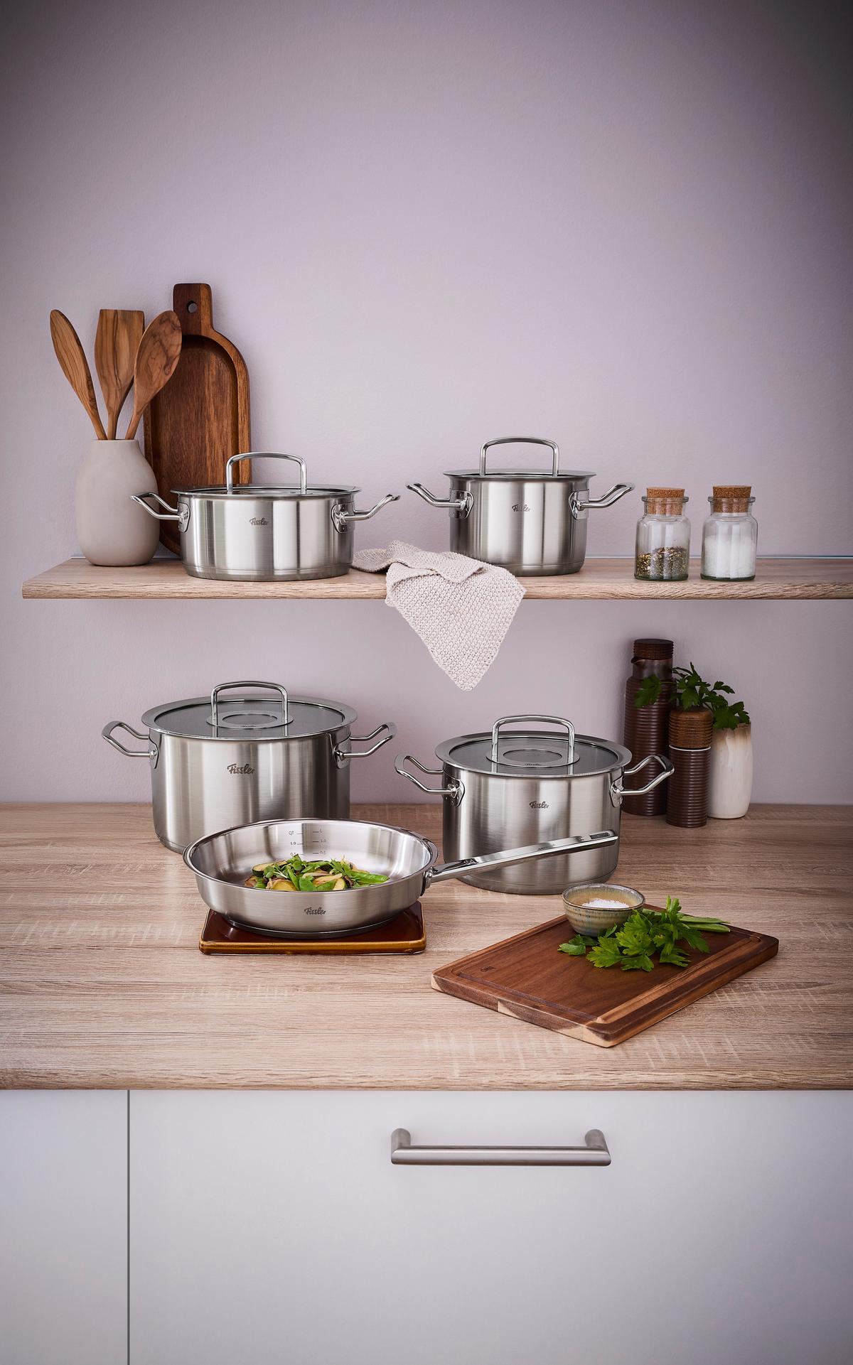ZESTAW GARNKÓW 084-379-05-000/0 FISSLER - kolor srebrny, Basics, metal/szkło - Fissler