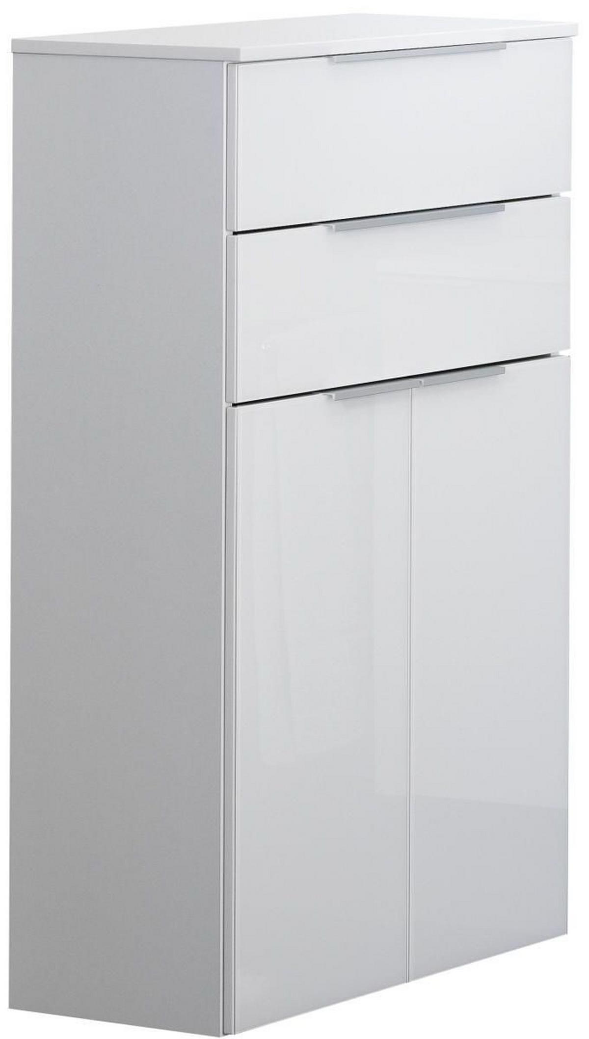 Midischrank "Kara White" , weiß - Silberfarben/Weiß, MODERN, Glas/Holzwerkstoff (61/106,5/32cm) - MID.YOU