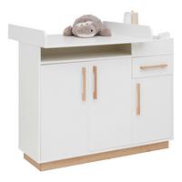 Wickelkommode Luna White in Weiss ca. 117x100cm - Weiss/Eiche Artisan, Konventionell, Holzwerkstoff (117/100cm) - Roba
