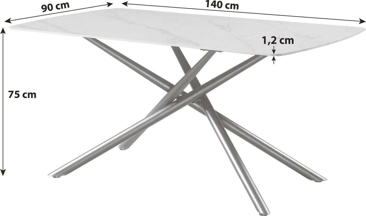 Jedilna Miza Mailand 140, Keramika - črna/bela, Moderno, kovina/keramika (140/75/90cm)
