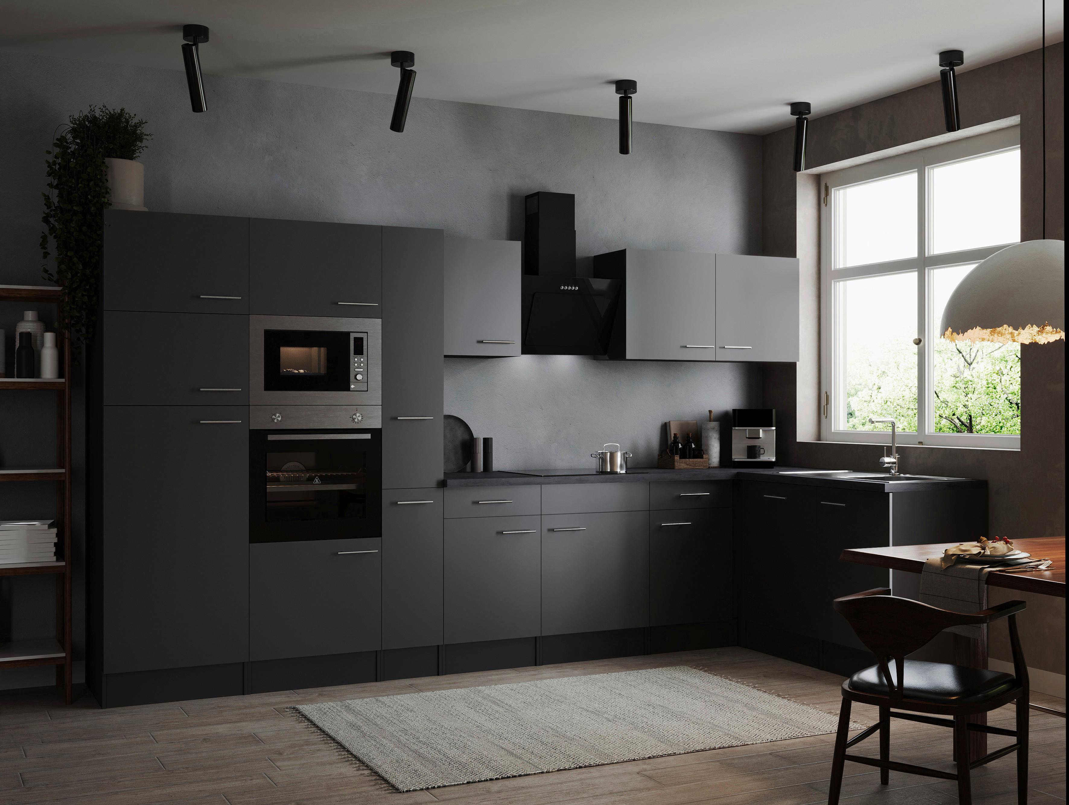 Kotna Kuhinja Z Aparati Oliver, 370x172cm - srebrne barve/siva, Design, kovina/leseni material (370/172cm) - Respekta