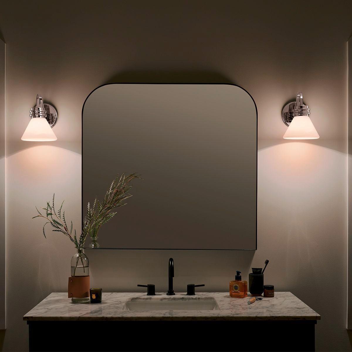 Fürdőszobai Falilámpa Kl-Farum1-Ch - fehér, Konventionell, üveg/fém (2,40/1,78/2,15cm) - Elstead Lighting
