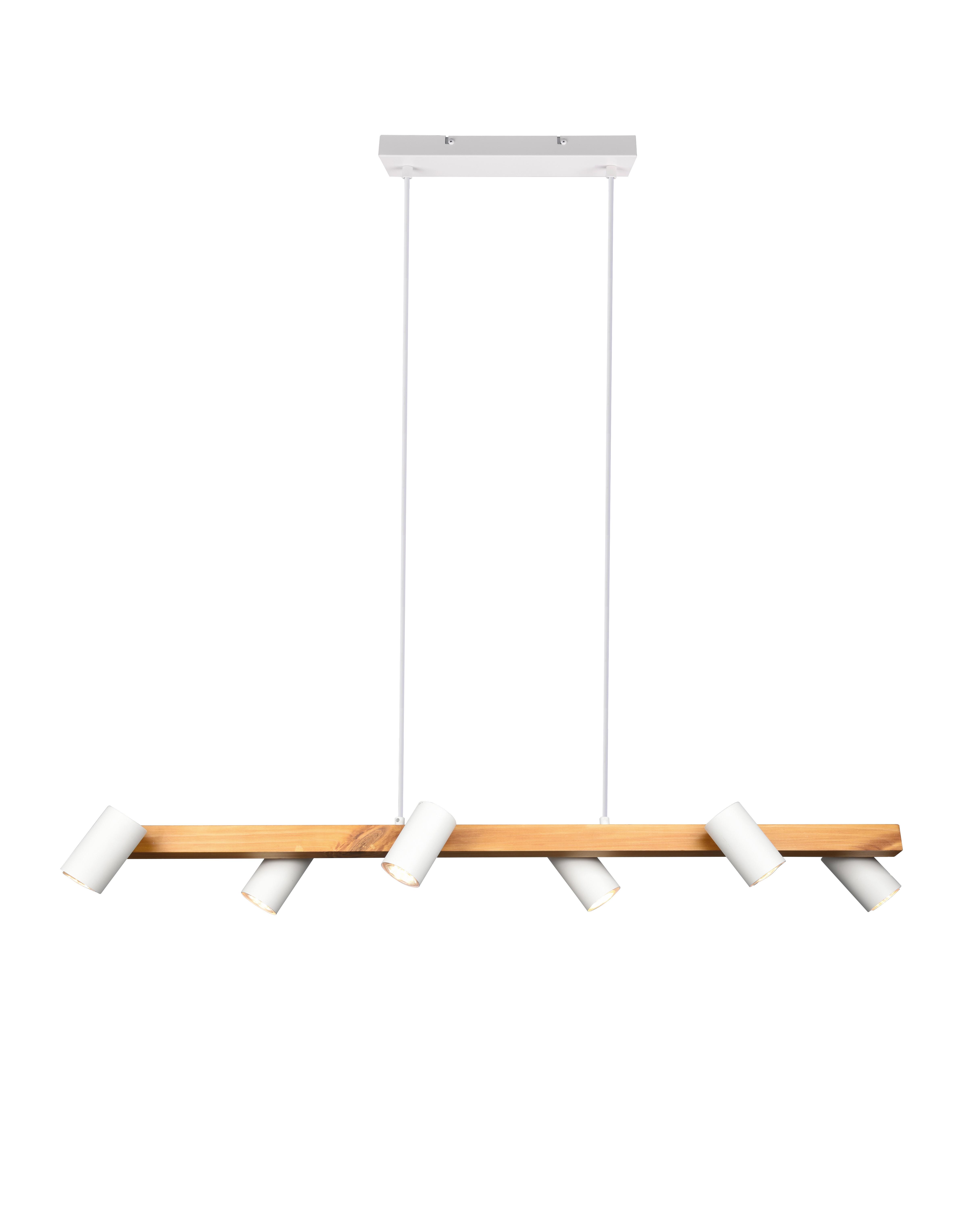 Pendelleuchte Marley Naturfarben max. 35 Watt - Naturfarben/Weiß, MODERN, Holz/Metall (115/150/20cm) - Trio Leuchten