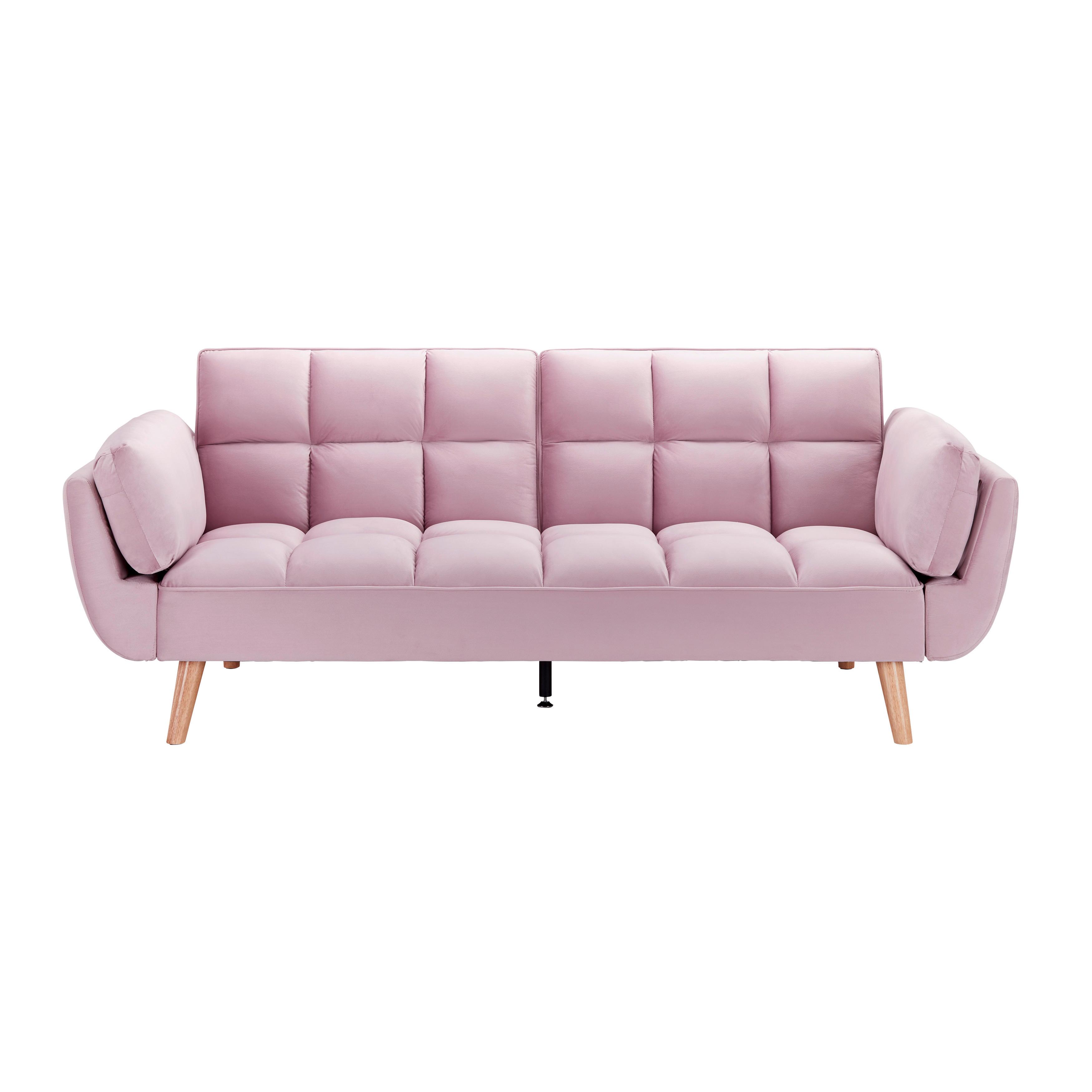 BÄDDSOFFA CORA - rosa/naturfärgad, Modern, trä/textil (214/92/81cm) - Bessagi Home
