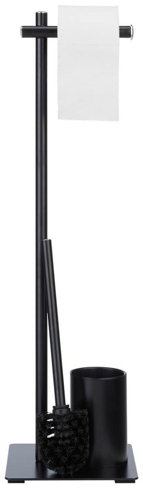 WC-Bürstenkombination aus Metall in Schwarz - Schwarz, MODERN, Kunststoff/Metall (20/71,5/20cm) - Based