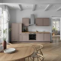 Küchenblock Frame Low m. Geräten Beigebraun - Edelstahlfarben/Eichefarben, MODERN, Holzwerkstoff/Metall (330cm) - Nobilia