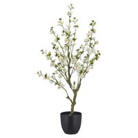 Kirschblütenzweig Kirschblüte Weiß ca. 105cm - Schwarz/Weiß, Basics, Kunststoff/Metall (105cm) - Mömax