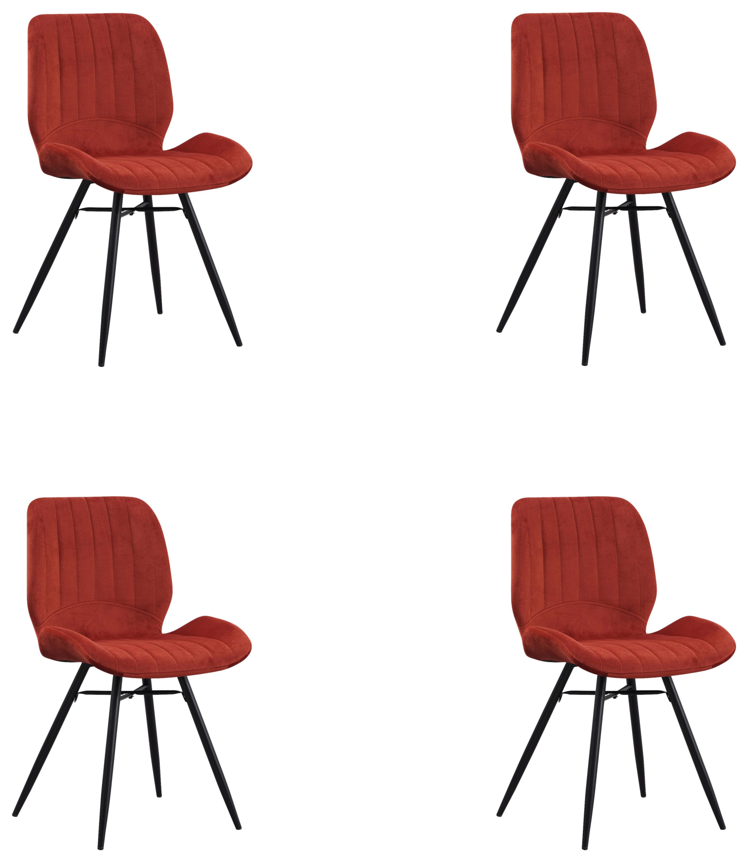 STUHL-SET BARRON - Rot/Schwarz, Design, Textil/Metall (47/82/55cm) - MID.YOU
