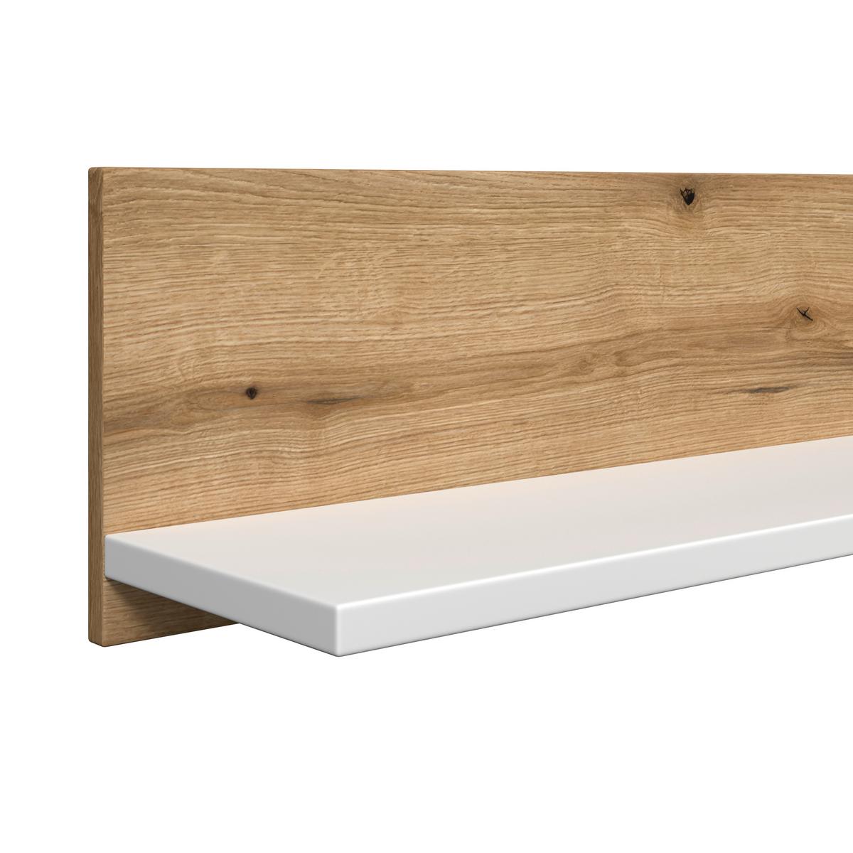 Zidna Polica Calabria - bijela/boje hrasta, Trend, drvni materijal (160/24/21,6cm) - Modern Living