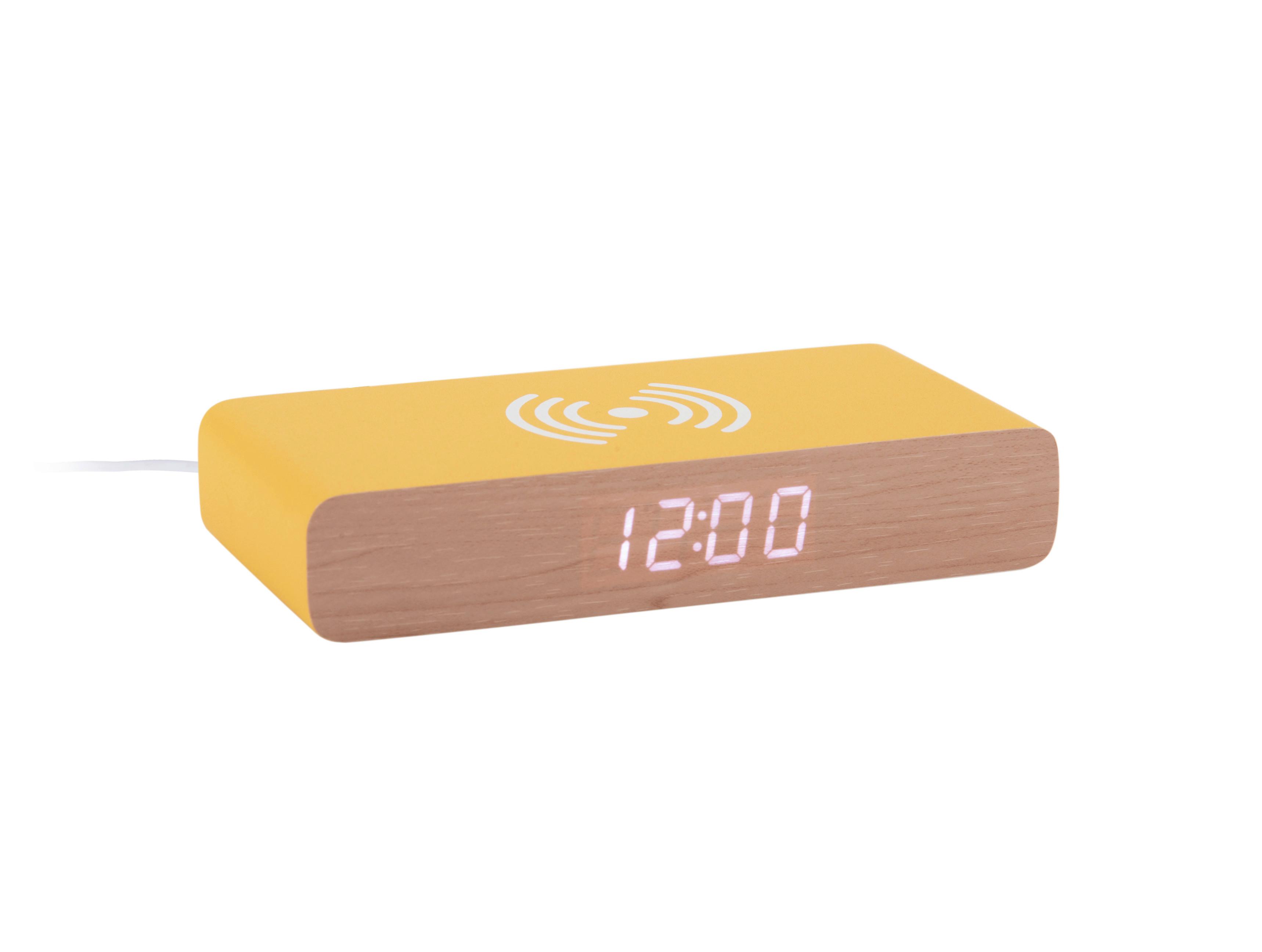 BUDZIK RETRO FLAT LED - jasnożółty, Basics, materiał drewnopochodny (16/8/3cm) - Karlsson