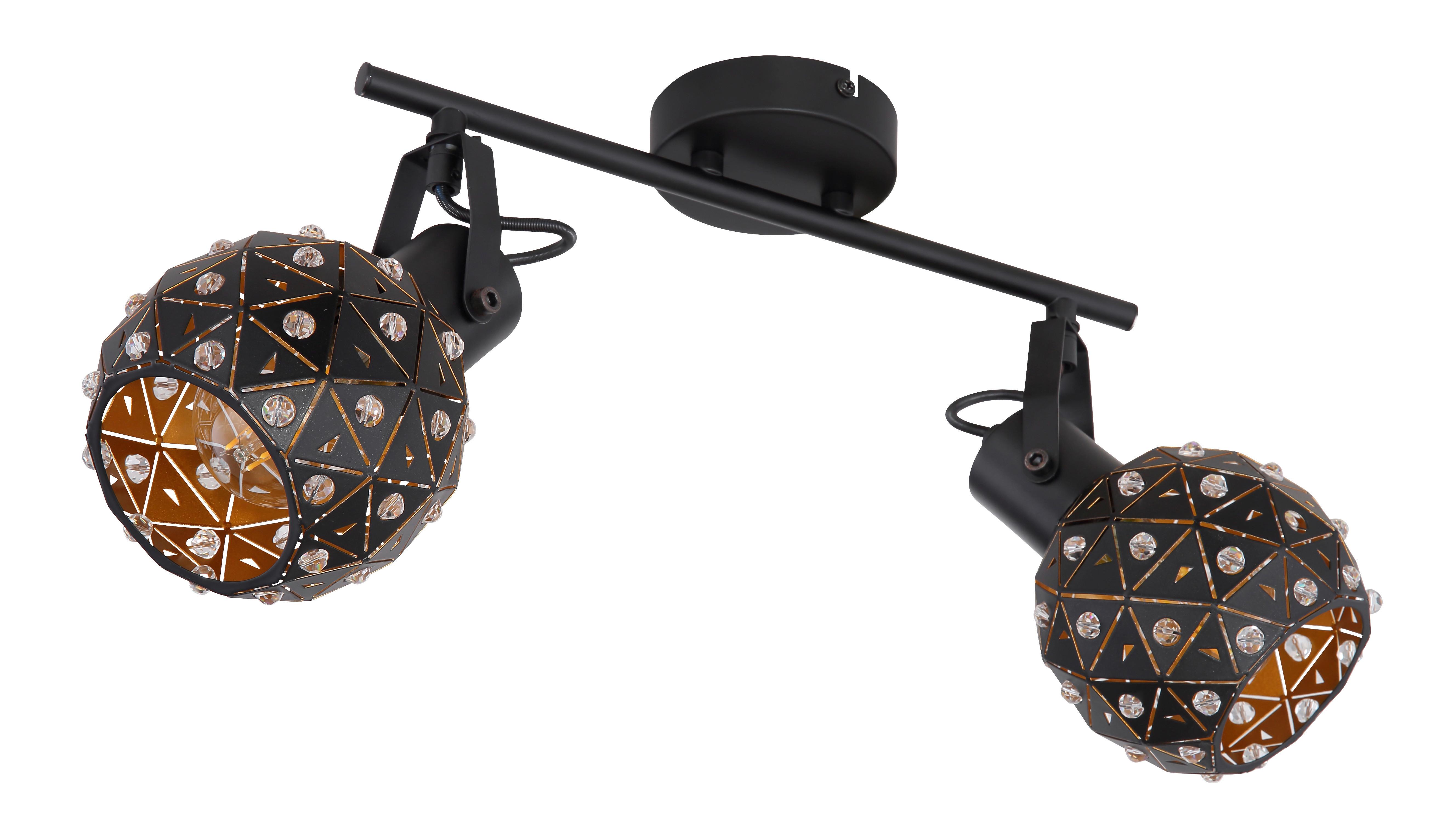 Strahler Jodie in Schwarz max. 40 Watt - Klar/Goldfarben, Basics, Glas/Metall (35/12/26cm) - Globo