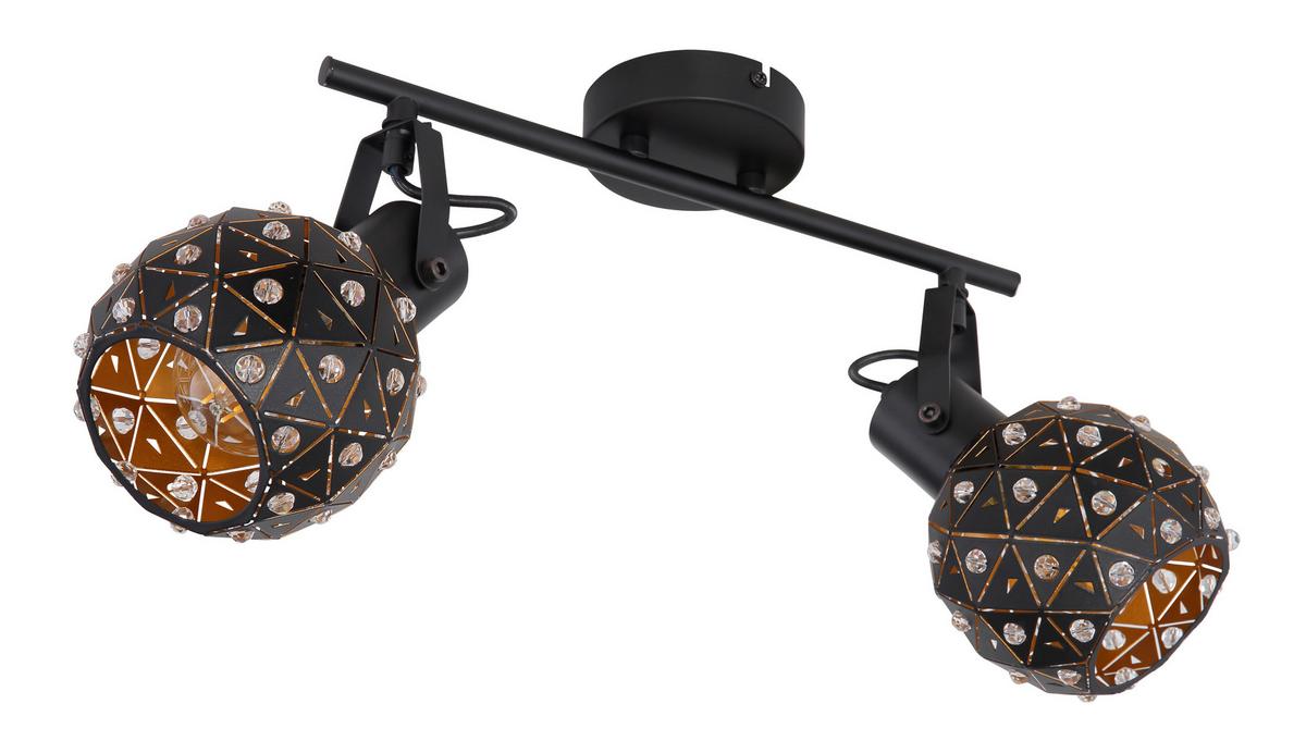 Strahler Jodie in Schwarz max. 40 Watt - Klar/Goldfarben, Basics, Glas/Metall (35/12/26cm) - Globo