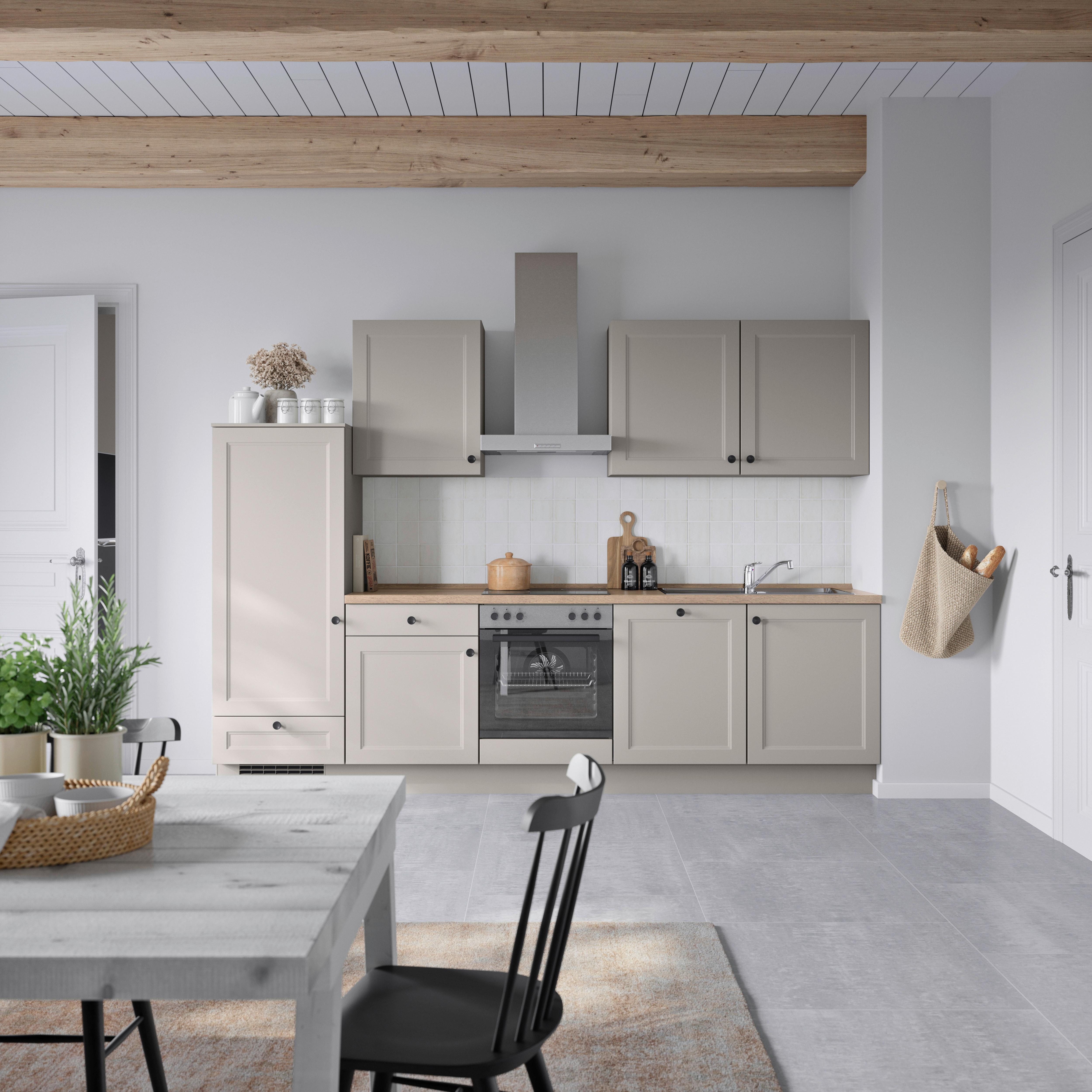 Küchenblock Cascada Low m. Geräten Grau - Eiche dunkel/Schwarz, MODERN, Holzwerkstoff/Metall (300cm) - Nobilia