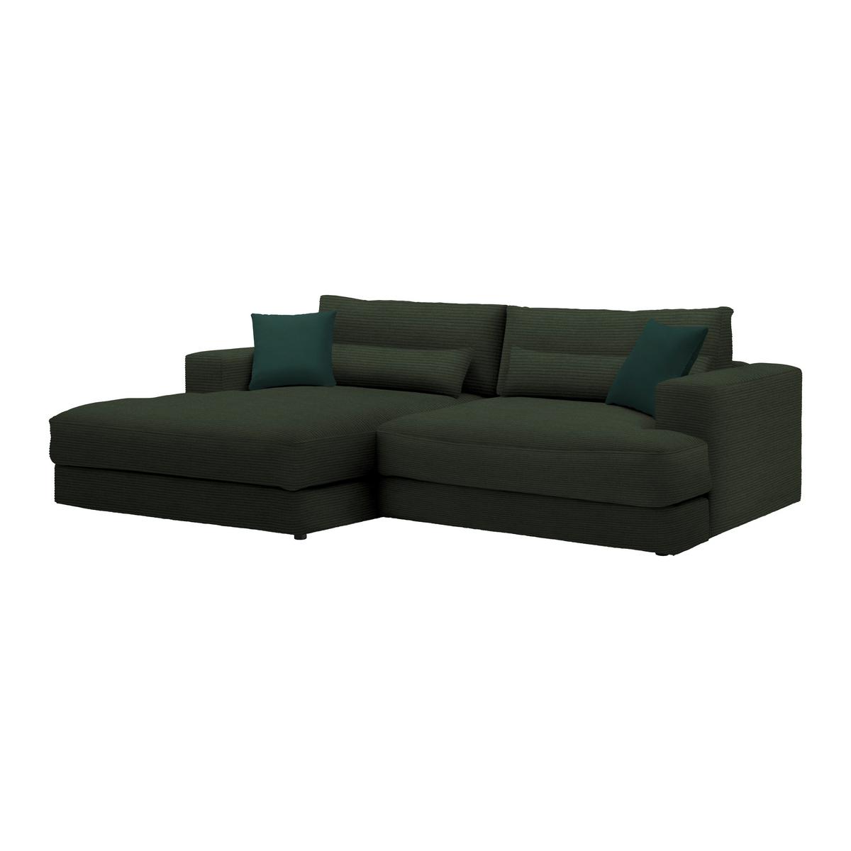 Ecksofa Fabiona links Grün - Schwarz/Grün, MODERN, Holz/Kunststoff (194/85/268cm) - Premium Living