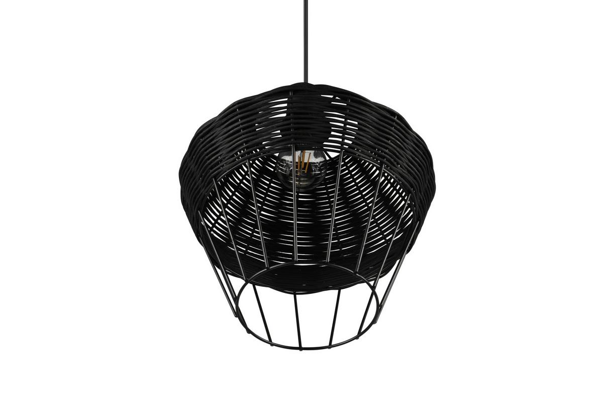 Pendelleuchte Borka Schwarz max. 40 Watt - Schwarz, ROMANTIK / LANDHAUS, Holz/Metall (30/150cm)
