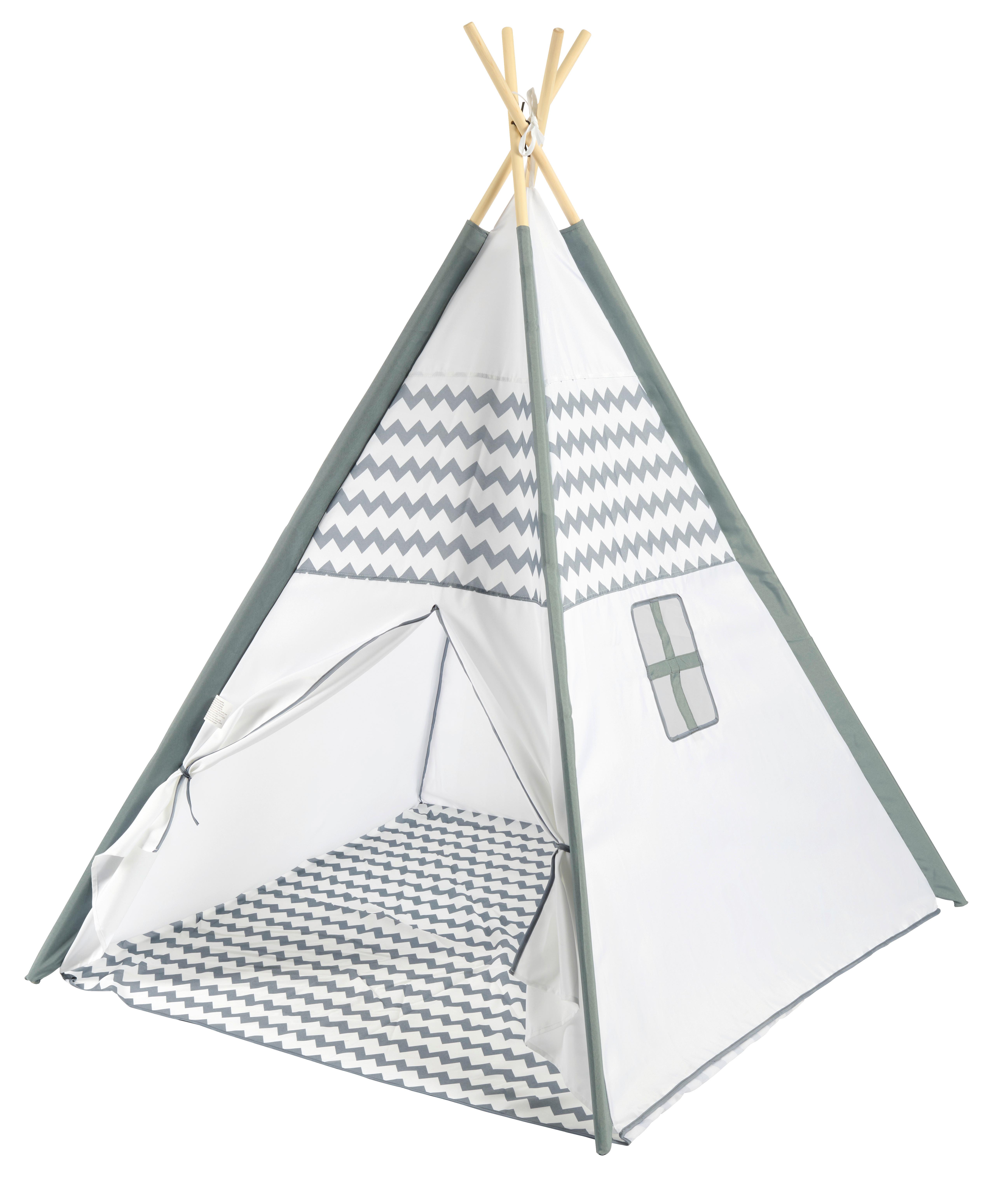 NAMIOT DO ZABAWY TIPI TIMO - jasnoszary/biały, Basics, drewno/tkanina (120/150/120cm) - My Baby Lou