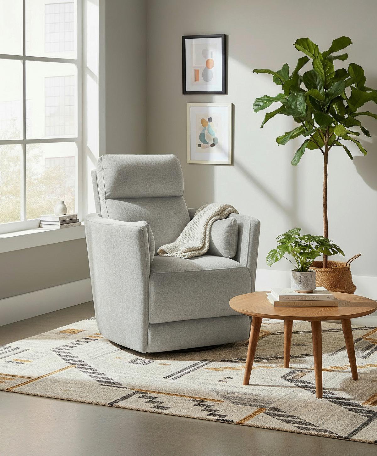 Tv-fotelj Swive, Siva, Relax Funkcija - siva/črna, Moderno, kovina/tekstil (91,4/101,6/96,5cm) - Modern Living