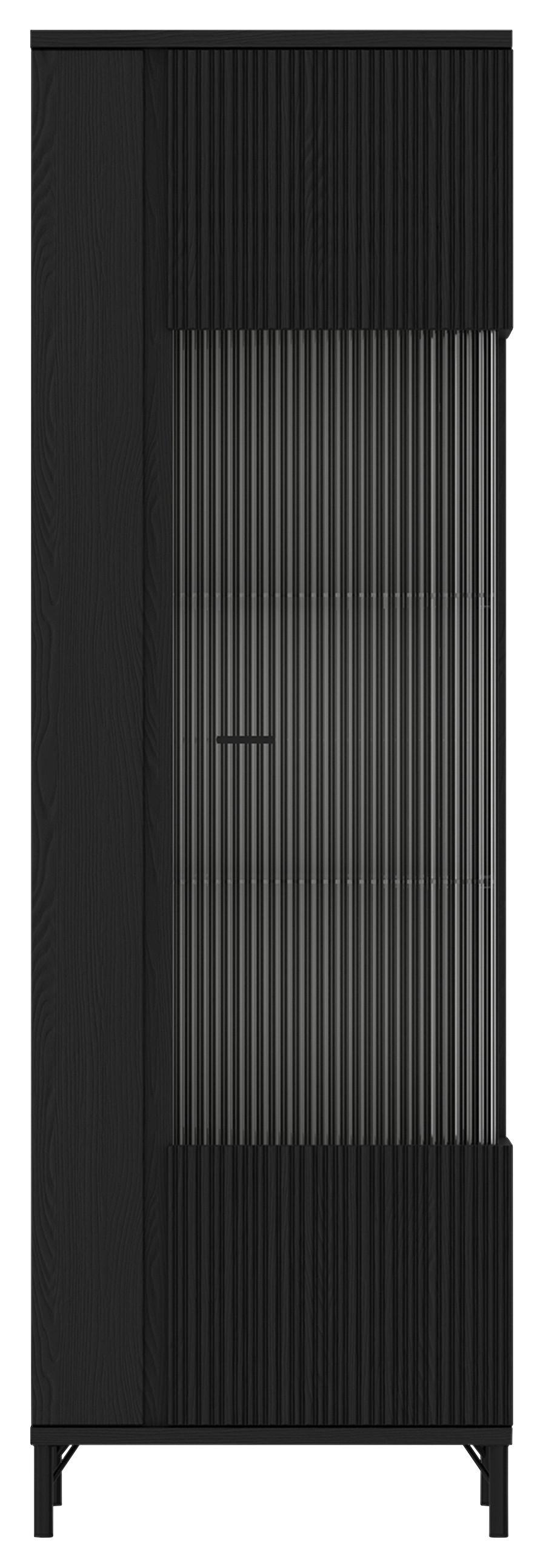 Vitrină LUSAKA - negru, Trend, sticlă/material pe bază de lemn (62/194/40cm) - Premium Living