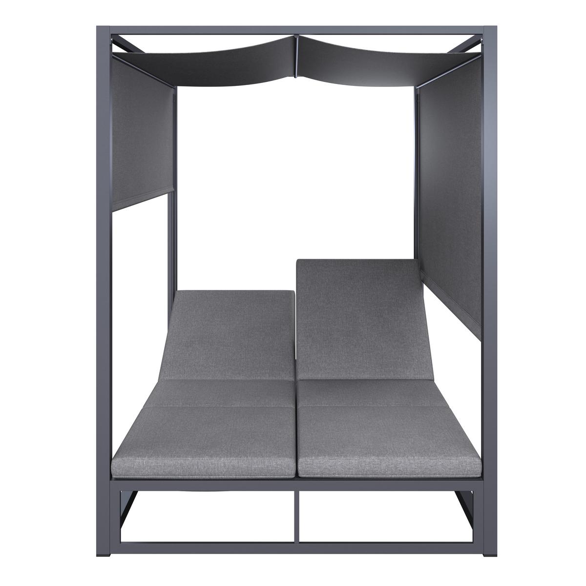 Sonneninsel Aviva Dunkelgrau Wetterfest - Grau, Modern, Textil/Metall (200/196/148cm) - Bessagi Garden