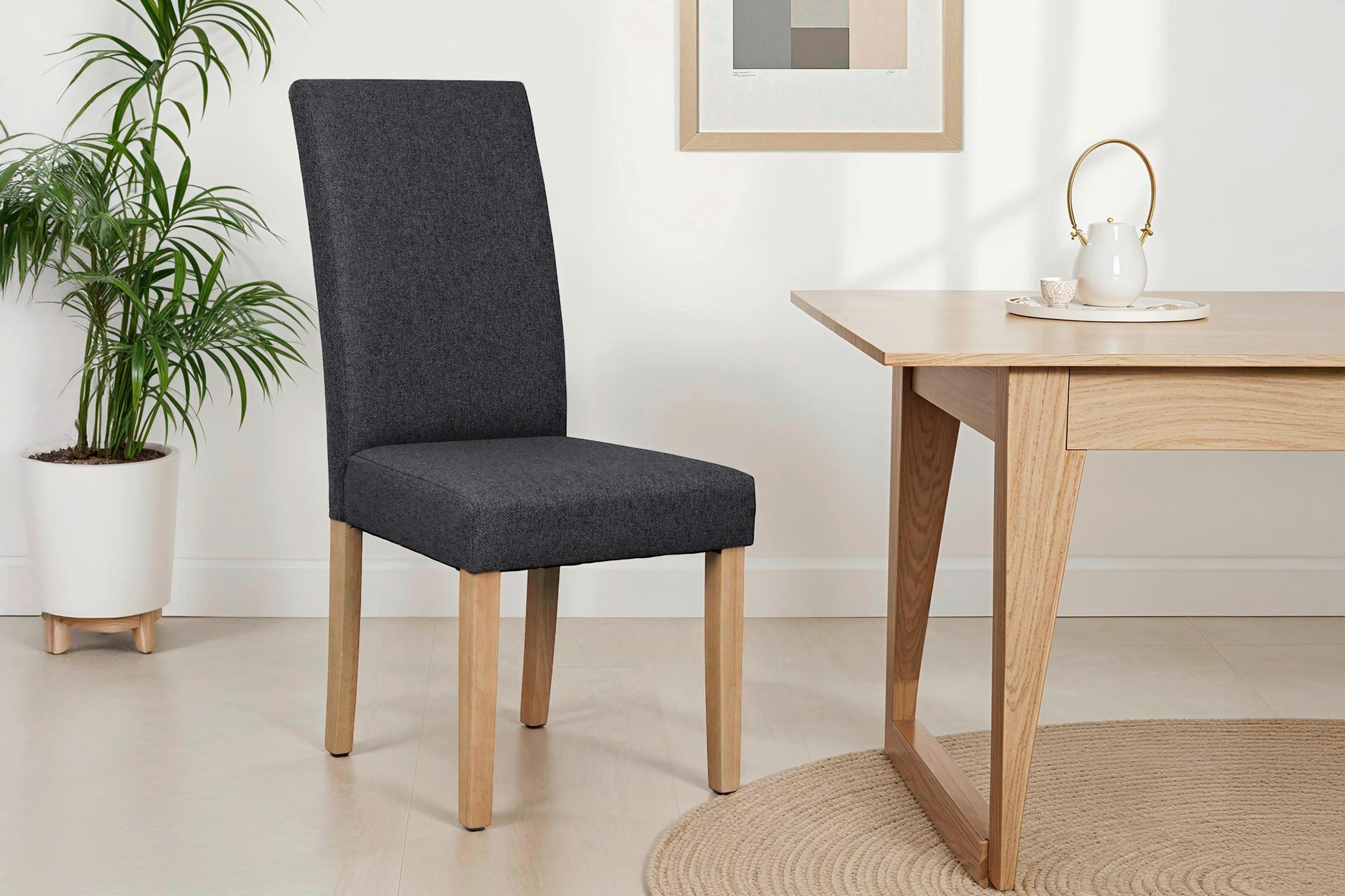 STUHL-SET ELIAS - Dunkelgrau/Schwarz, MODERN, Holz/Textil (47/99,5/60cm) - MID.YOU