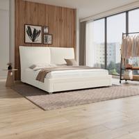 Polsterbett Elli ca. 180x200 cm Elfenbein - Hellbraun/Elfenbein, Modern, Holz/Holzwerkstoff (180/200cm) - Bessagi Home