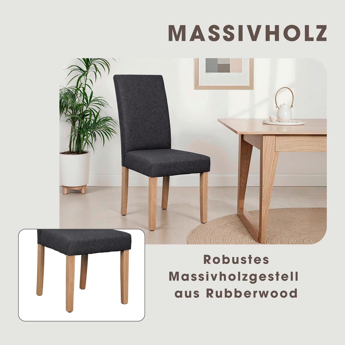 STUHL-SET ELIAS - Dunkelgrau/Schwarz, MODERN, Holz/Textil (47/99,5/60cm) - MID.YOU