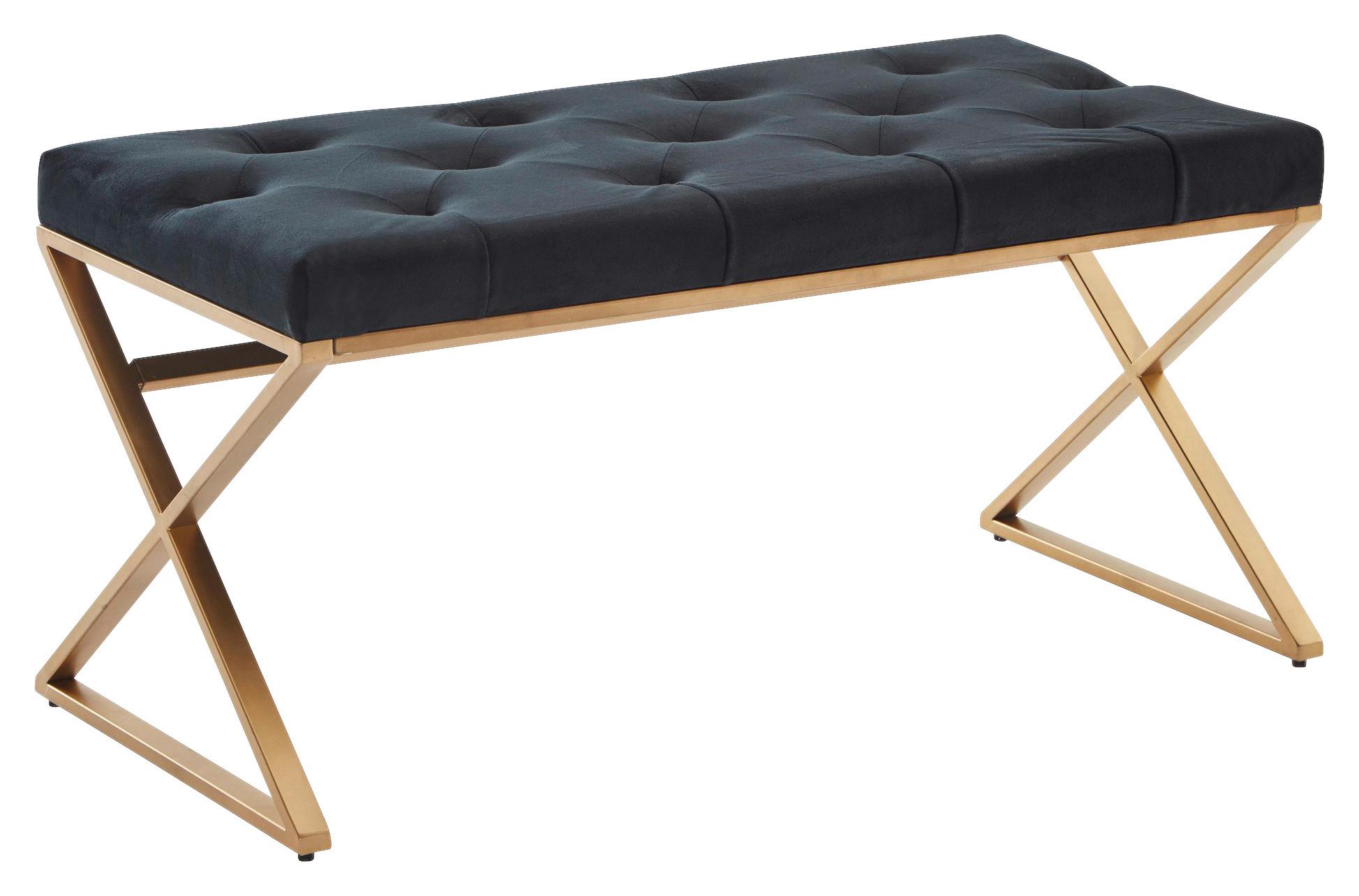 Klop Wohnling - zlate barve/črna, Design, kovina/tekstil (90/46/44cm) - MID.YOU